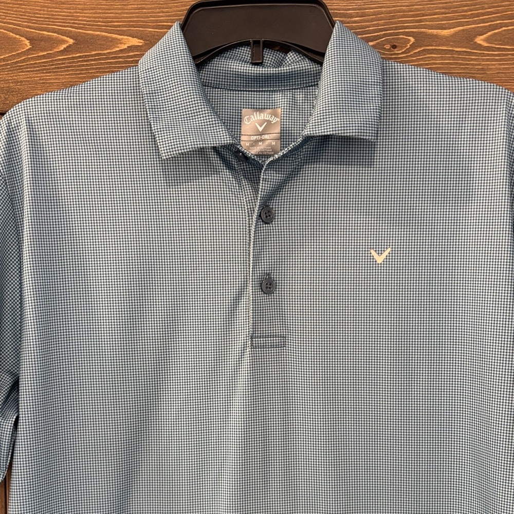 Callaway Men's Checkered Polo in Blue and Gray